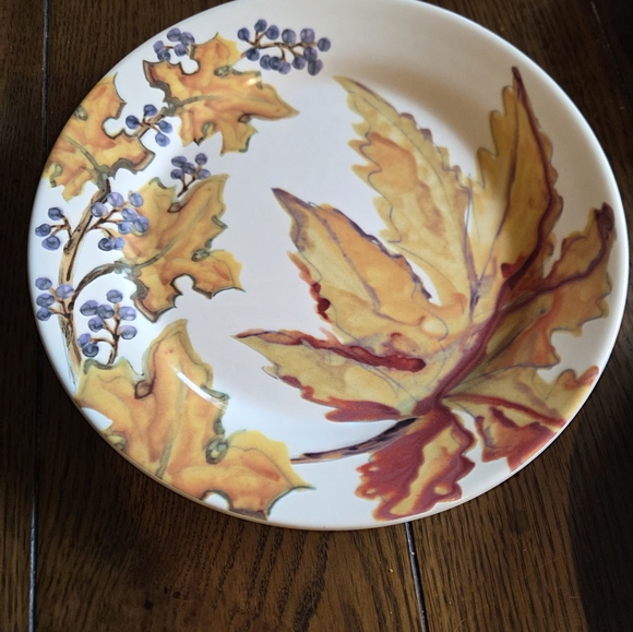 Pottery Barn Watercolor Leaves Four 8" Salad Plates With Original Box - Picture 5 of 8